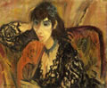 Donna con ventaglio, sd 1950, olio su tavola, Napoli, collezione privata
